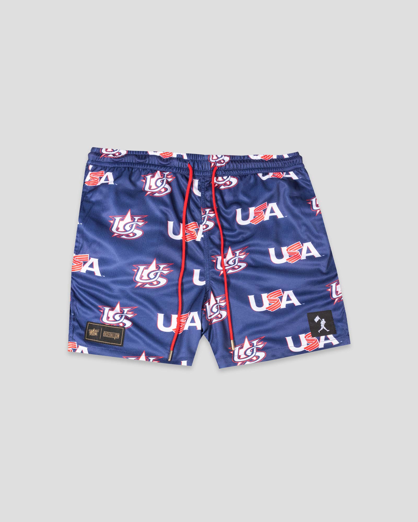 USA Pattern Diamond Air Youth Mesh Shorts (Navy) - Baseballism x