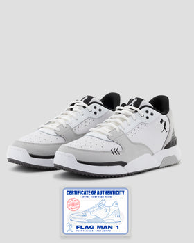 Baseballism Flag Man 1 Turf Trainer With Certificate Of Authenticity - Space Grey And White