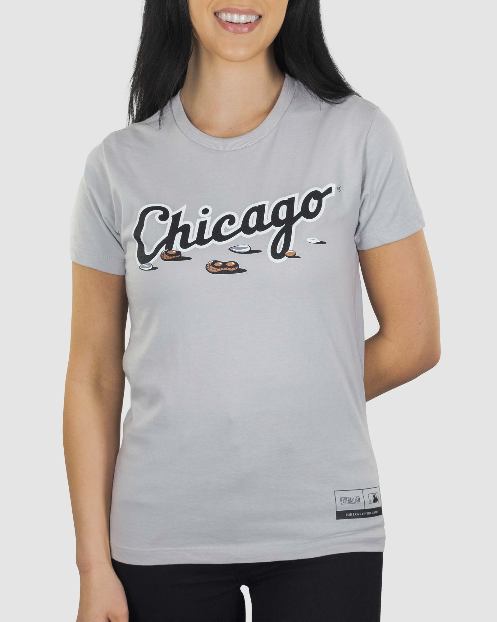 Baseballism Get Your Peanuts! Women's Warm-Up Tee - Chicago White Sox Large
