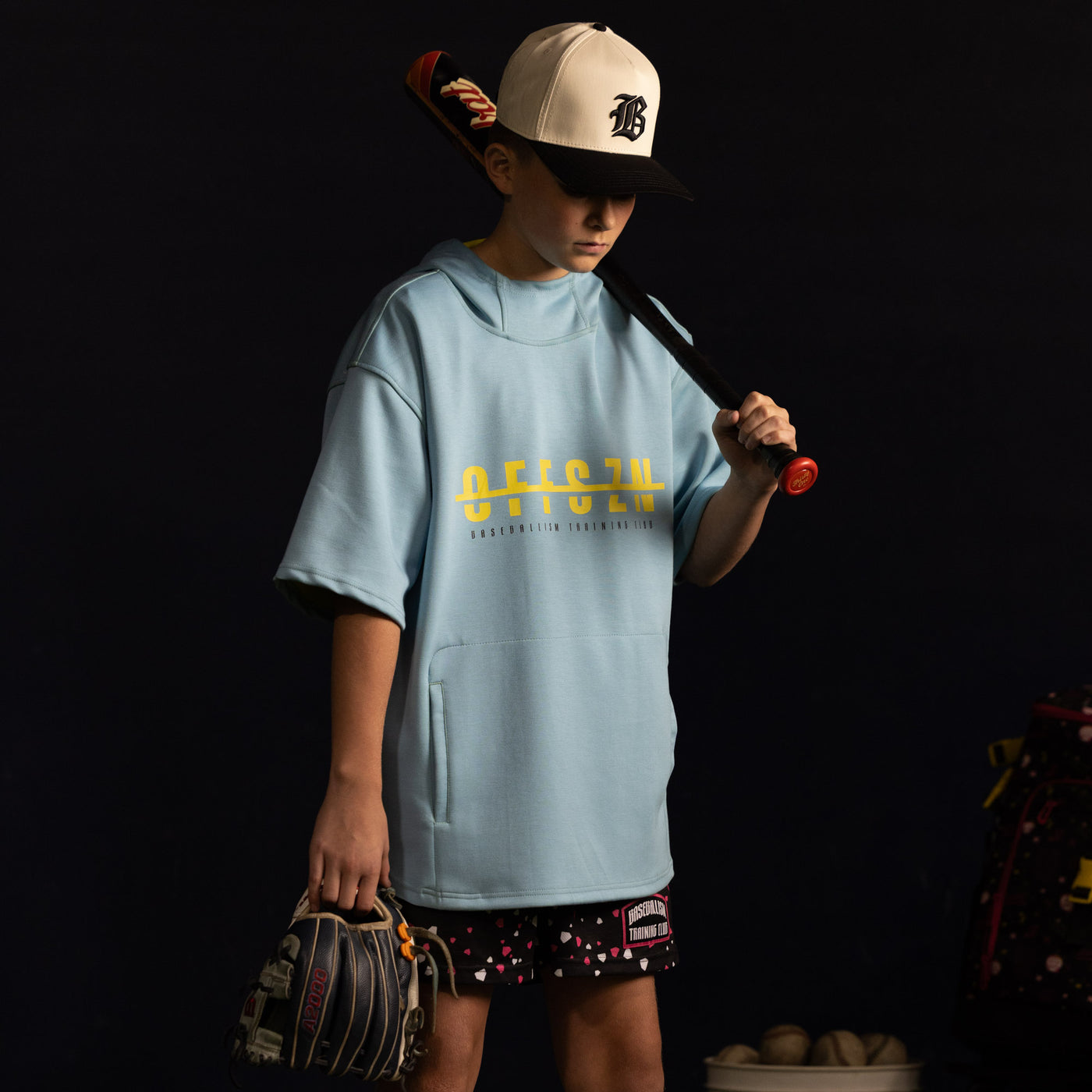 No Off SZN AeroFleece Short Sleeve Hoodie (Electric Blue) - Youth