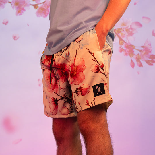 Cherry Blossom Baseball Diamond Lux Satin Shorts | Baseballism Online