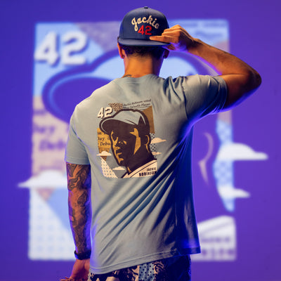 Jackie Robinson Front Page T-Shirt Light Blue - Baseballism Online