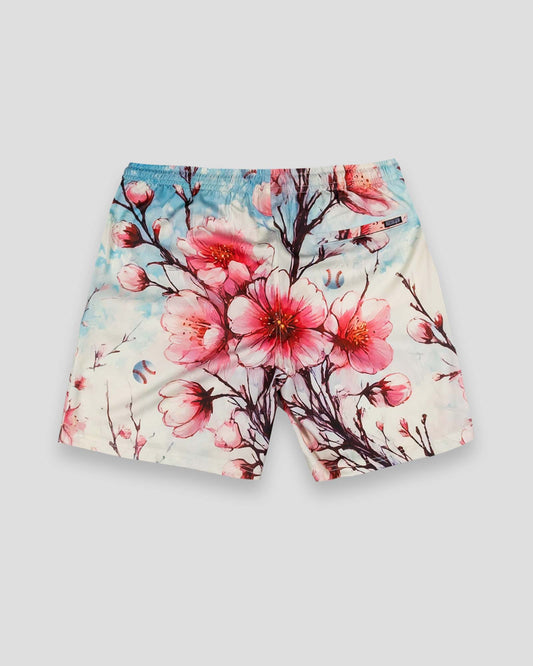 Cherry Blossom Baseball Diamond Lux Satin Shorts - Baltimore Orioles - Baseballism Online