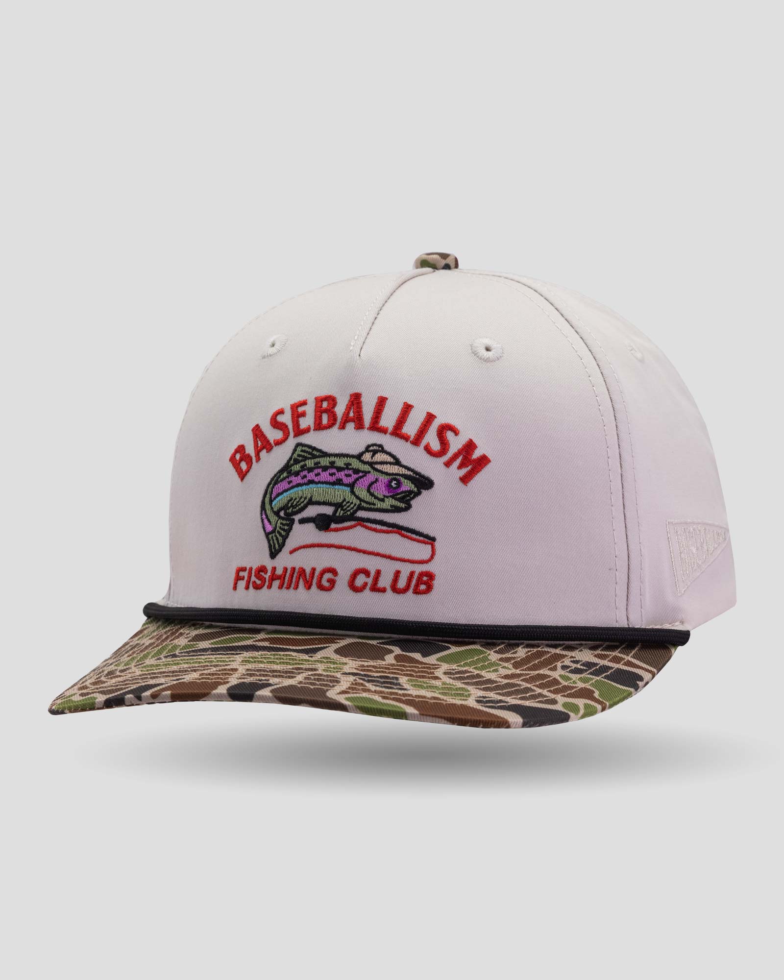 Fishing Club Angler Five Panel Rope Cap - Camo - Baseballism Online