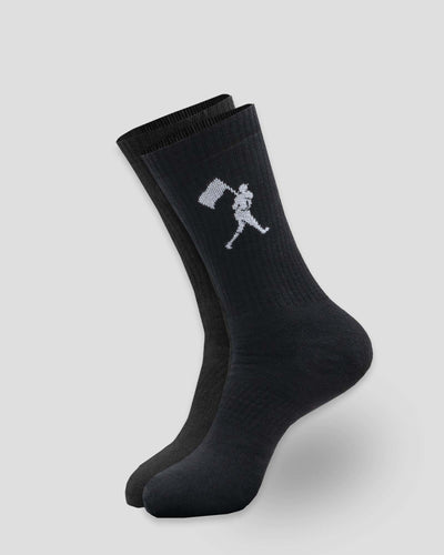 Flag Man Mid-Calf Comfort Socks - Black - Baseballism Online