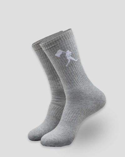 Flag Man Mid-Calf Comfort Socks - Grey - Baseballism Online