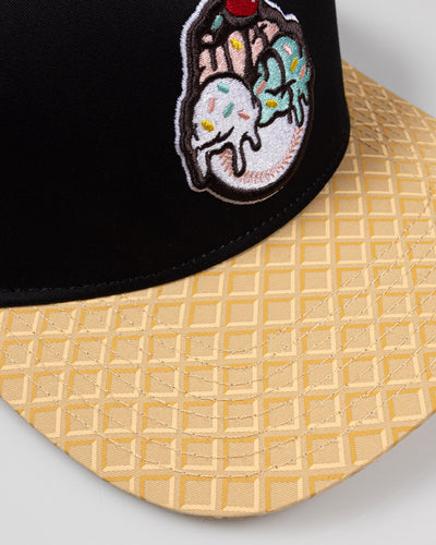 Frozen Treats Ice Cream Sundae Five Panel Cap - Black - Baseballism Online