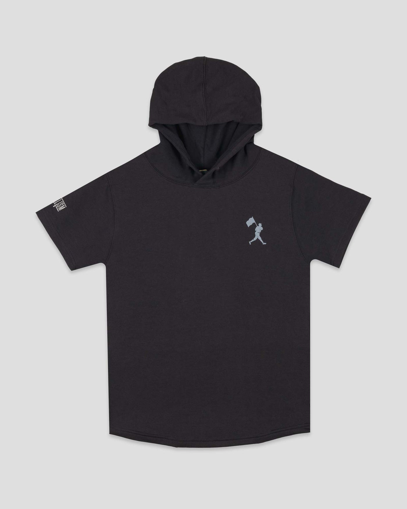 Flag Man Short Sleeve Hoodie (Black) - Youth - Baseballism Online