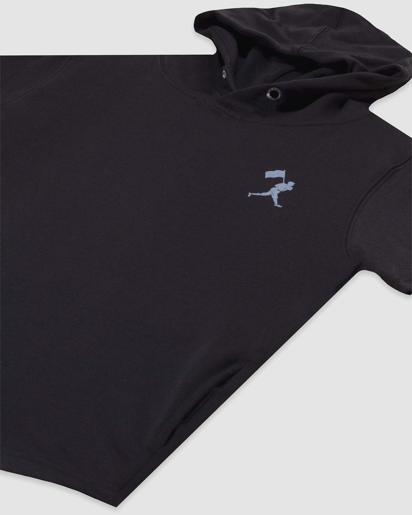 Flag Man Short Sleeve Hoodie (Black) - Youth - Baseballism Online