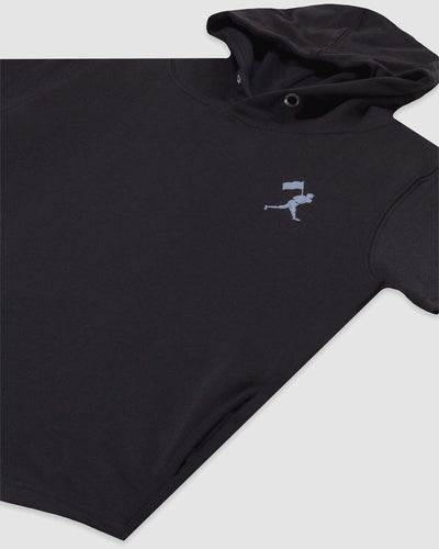 Flag Man Short Sleeve Hoodie (Black) - Youth - Baseballism Online