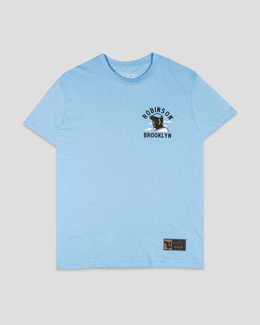 Jackie Robinson Front Page T-Shirt Light Blue - Baseballism Online