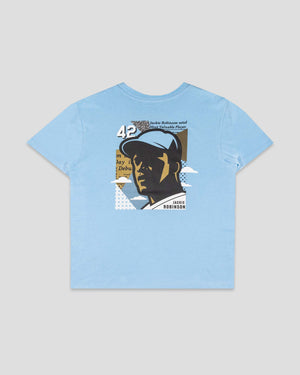 Jackie Robinson Front Page T-Shirt (Light Blue) - Youth - Baseballism Online