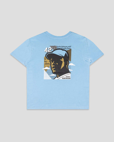 Jackie Robinson Front Page T-Shirt (Light Blue) - Youth - Baseballism Online