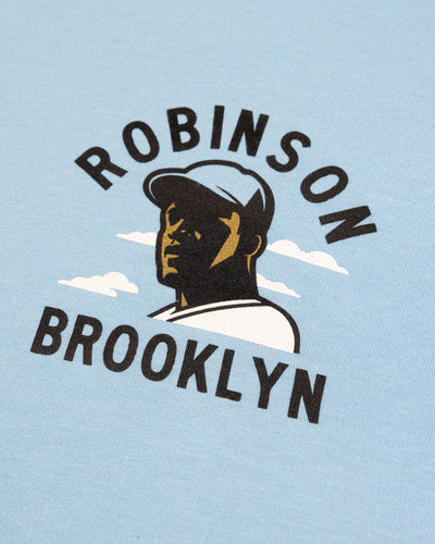 Jackie Robinson Front Page T-Shirt Light Blue - Baseballism Online