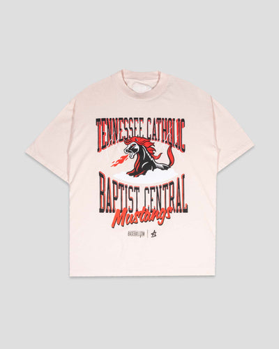 Tennessee Catholic Baptist Central Oversized T-Shirt (Pink) - Baseballism x Austin Schultz - Baseballism Online