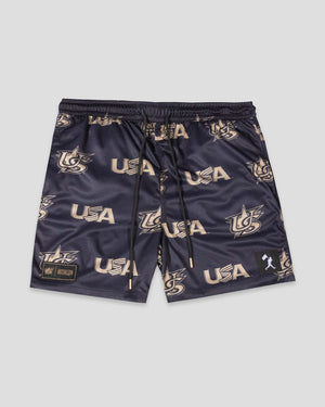 USA Pattern Diamond Air Mesh Shorts (Gold) - Baseballism x USA Baseball - Baseballism Online