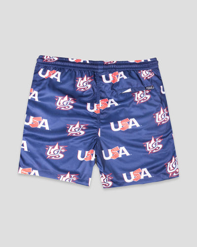 USA Pattern Diamond Air Mesh Shorts (Navy) - Baseballism x USA Baseball