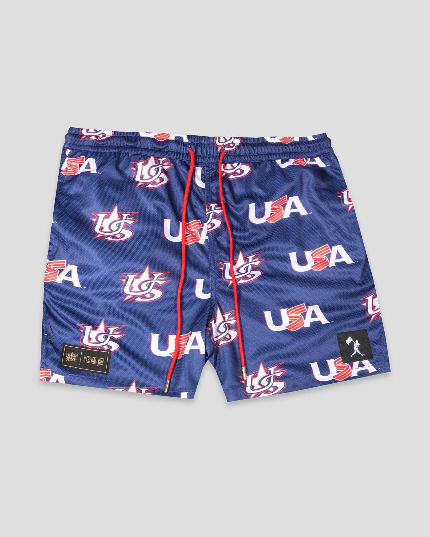 USA Pattern Diamond Air Mesh Shorts (Navy) - Baseballism x USA Baseball
