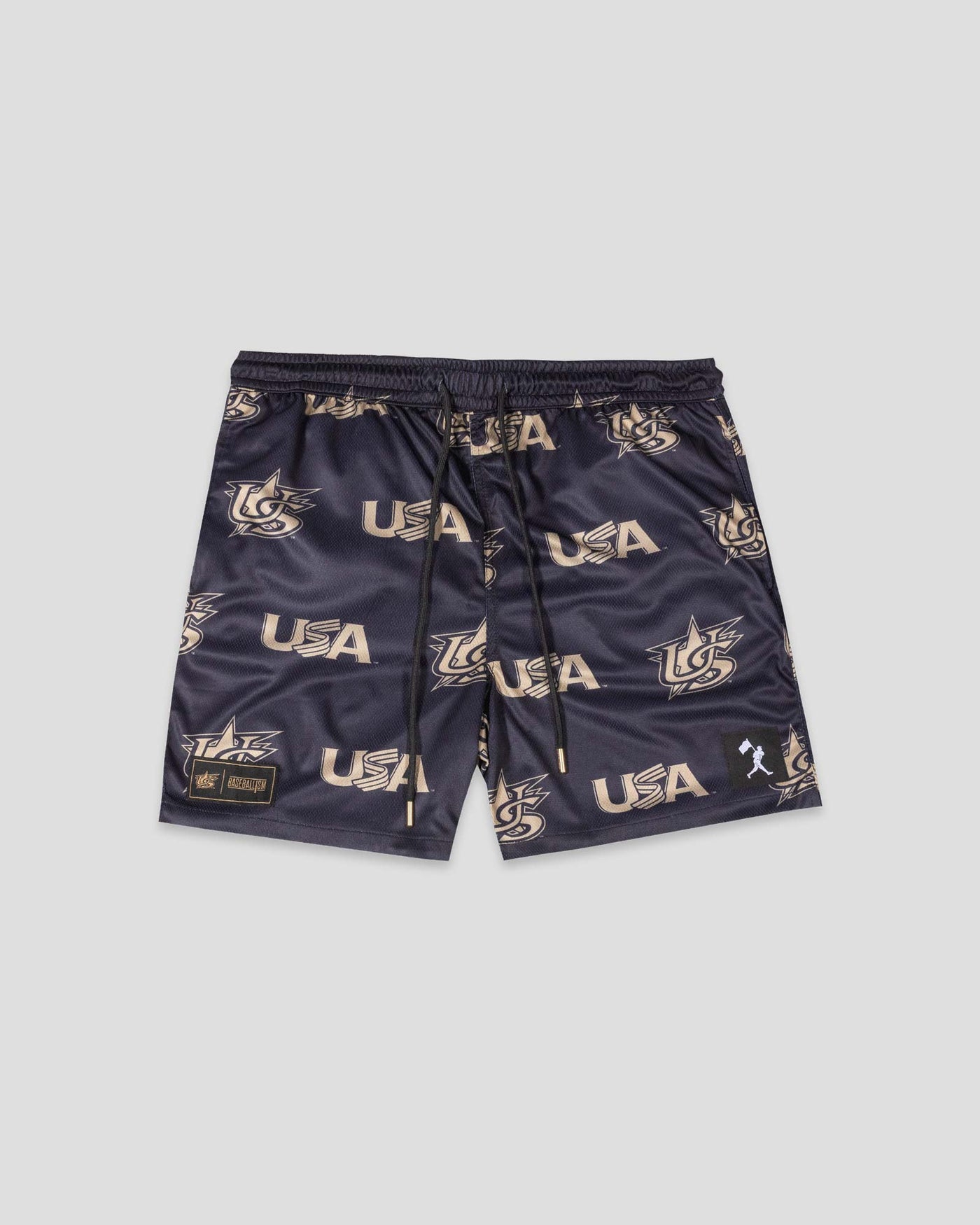 USA Pattern Diamond Air Youth Mesh Shorts (Gold) - Baseballism x USA Baseball