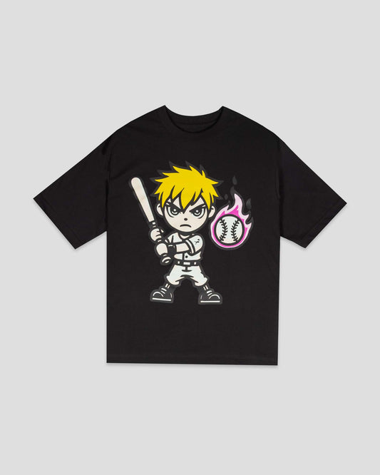 Yakyu Anime Energy Blast (Black) Pima Cotton T-Shirt - Baseballism Online