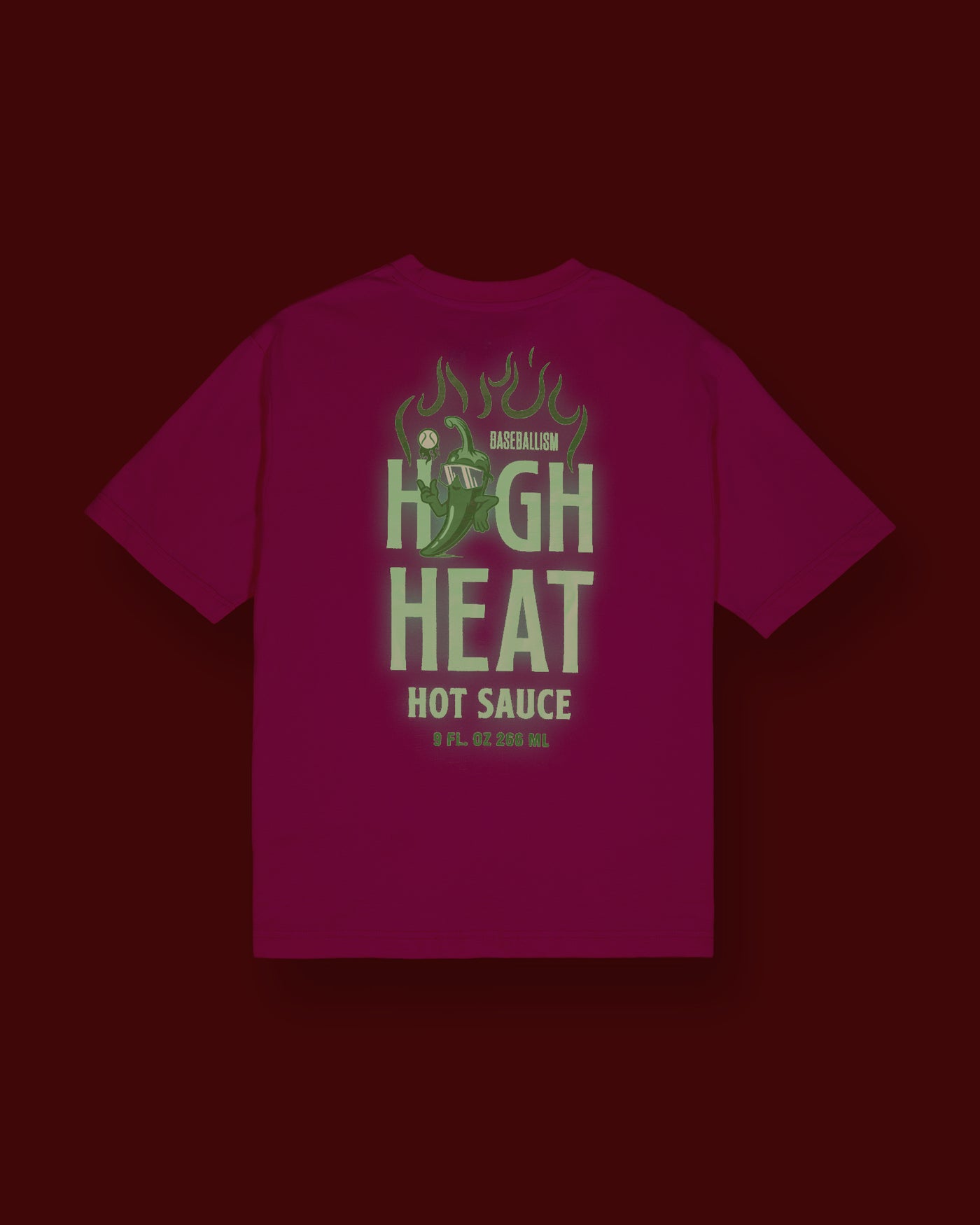 High Heat Hot Sauce Glow in the Dark Pima Cotton T-Shirt - Pink