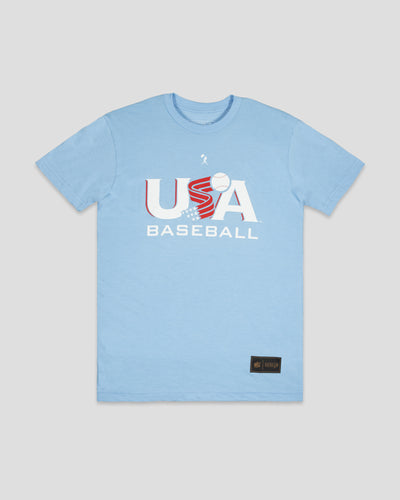 Traditional T-Shirt (Light Blue) - Baseballism x USA Baseball - Baseballism Online