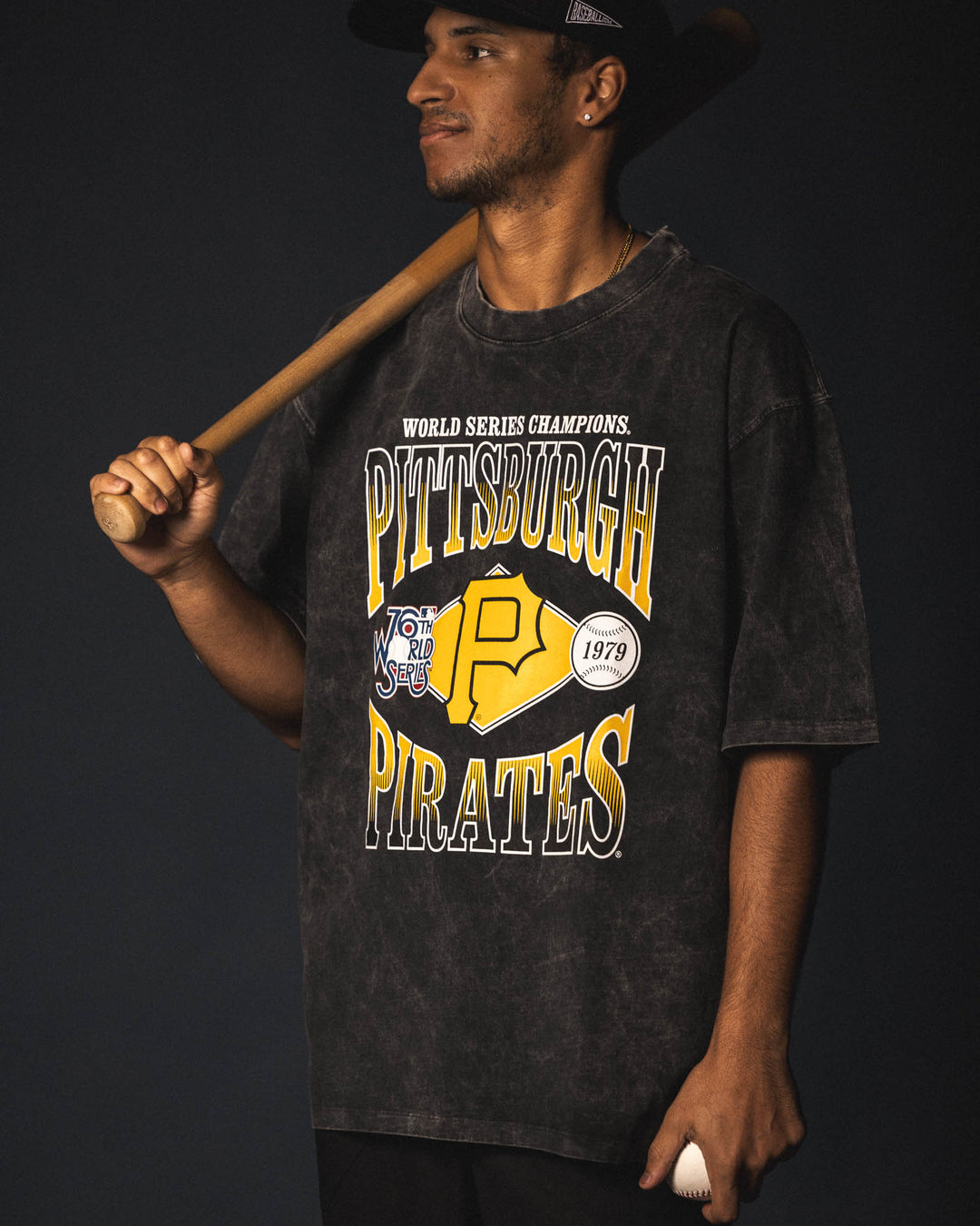 World Series 1979 Vintage Relaxed Fit T-Shirt (Black Acid Wash) - Pitt