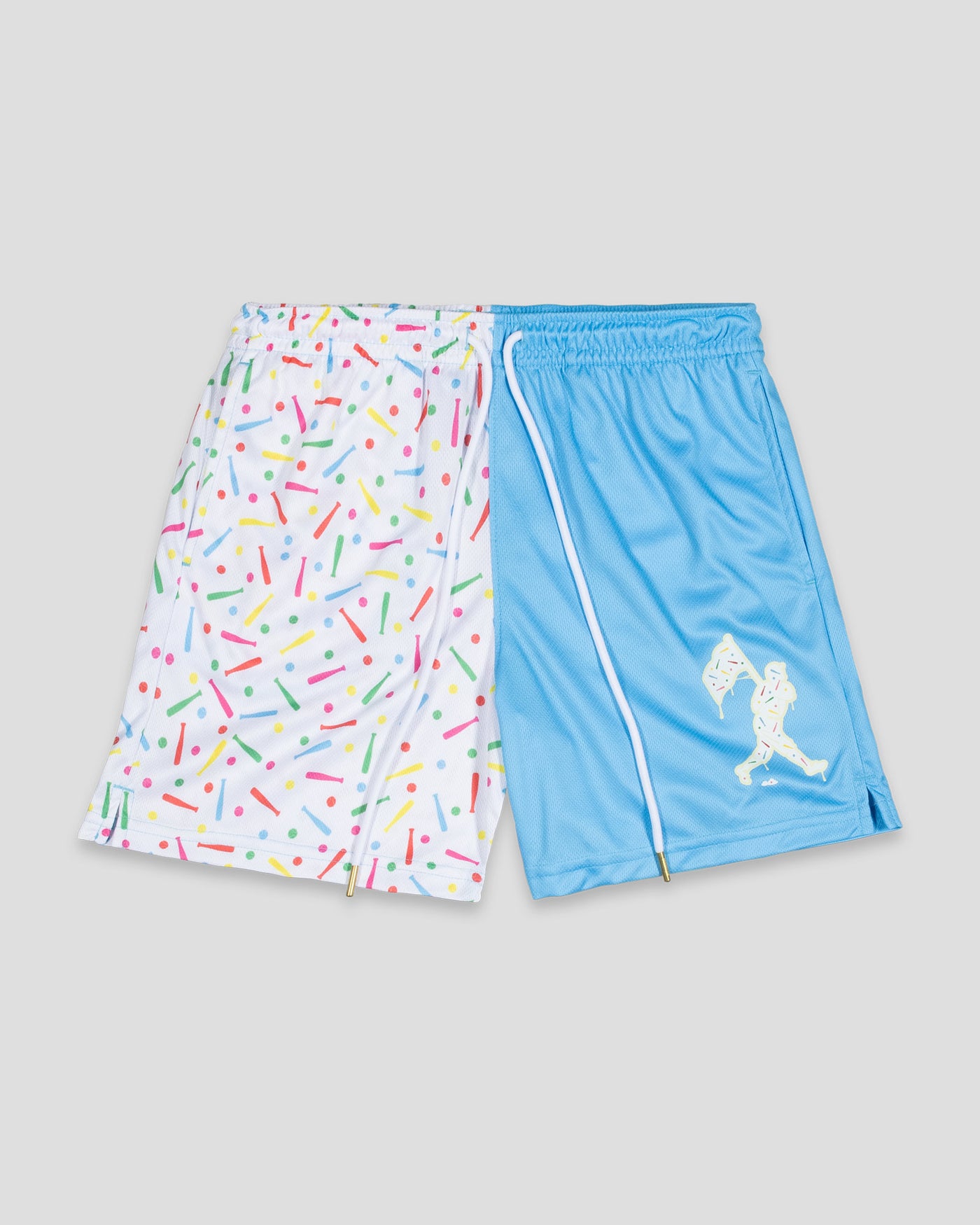 Batter Up Bakery Confetti Cupcake Diamond Air Mesh Shorts (Light Blue) - Youth