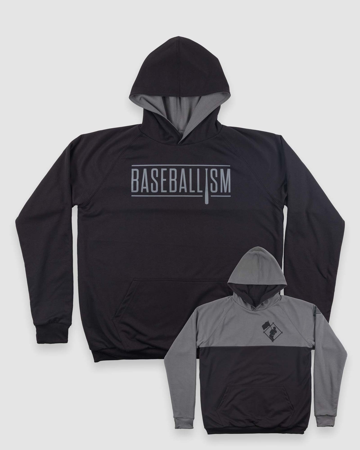 Baseballism Classic Double Play Reversible Hoodie (Black/Grey)