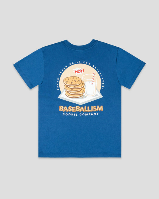 Cookies & Milk T-Shirt (Blue) - Youth - Baseballism Online