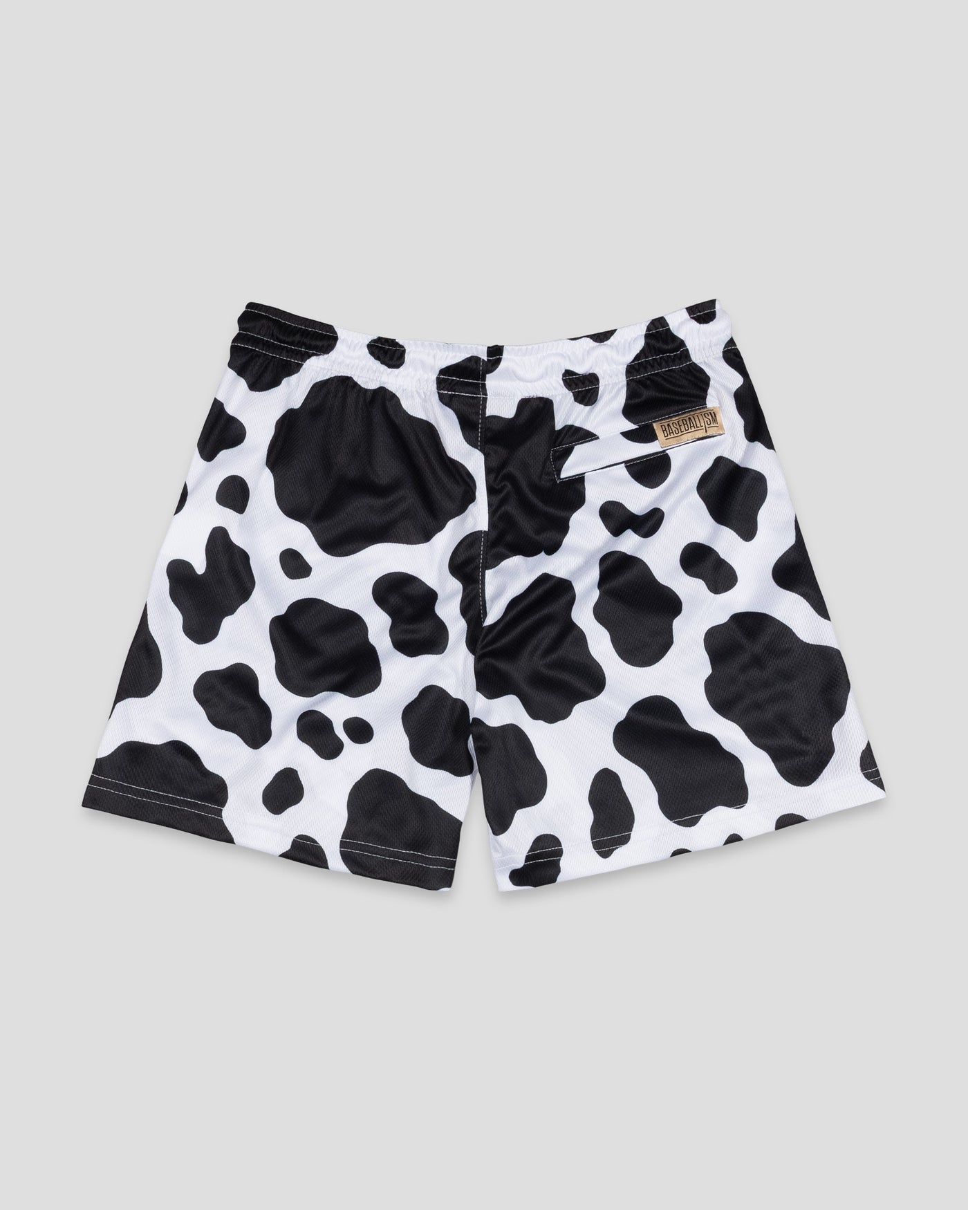 Moo Milk Cow Print Diamond Air Mesh Shorts - Black