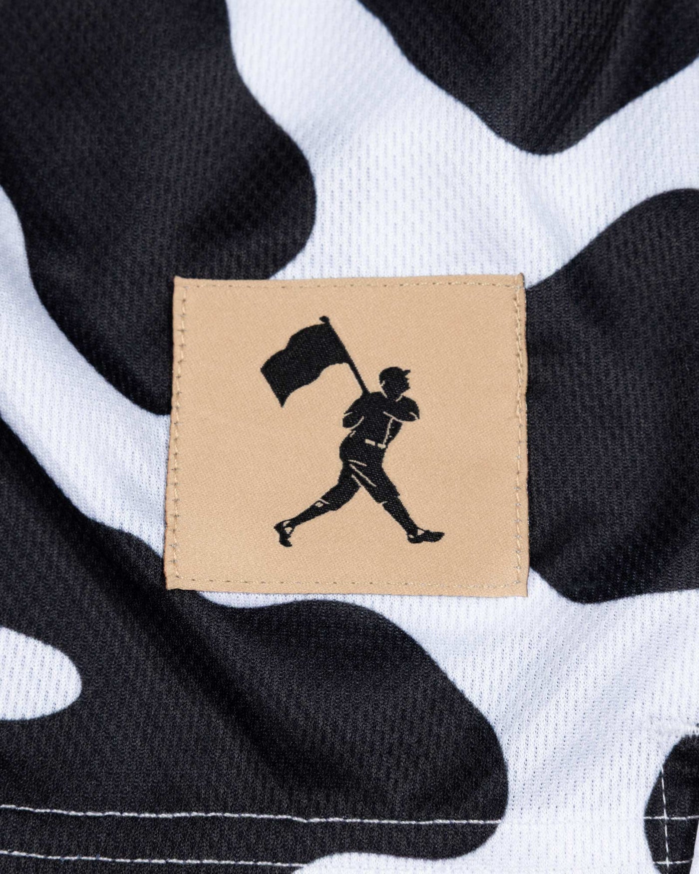 Moo Milk Cow Print Diamond Air Mesh Shorts - Black