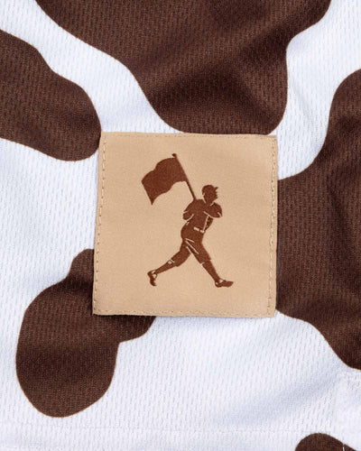 Moo Milk Cow Print Diamond Air Mesh Shorts - Brown