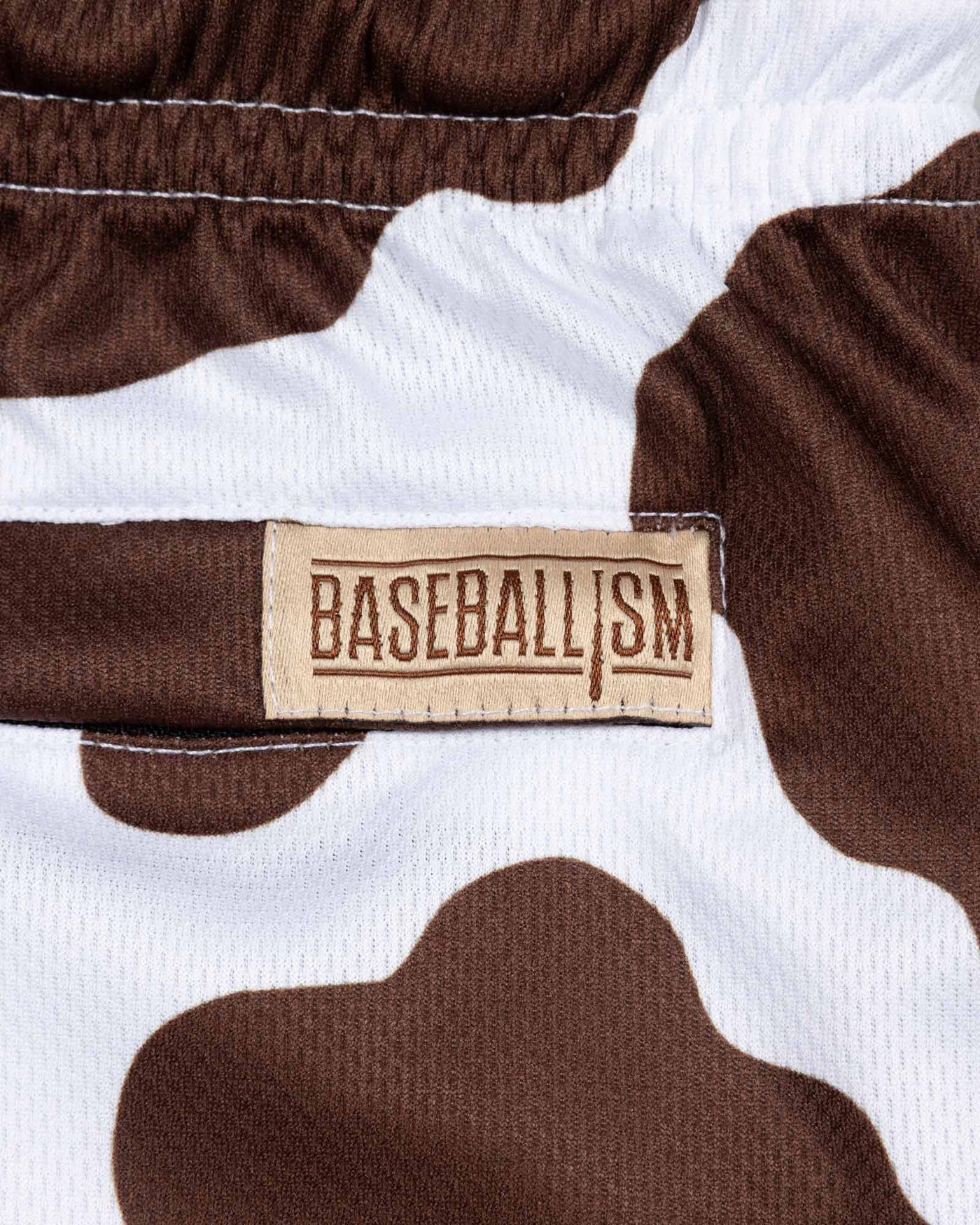 Moo Milk Cow Print Diamond Air Mesh Shorts - Brown