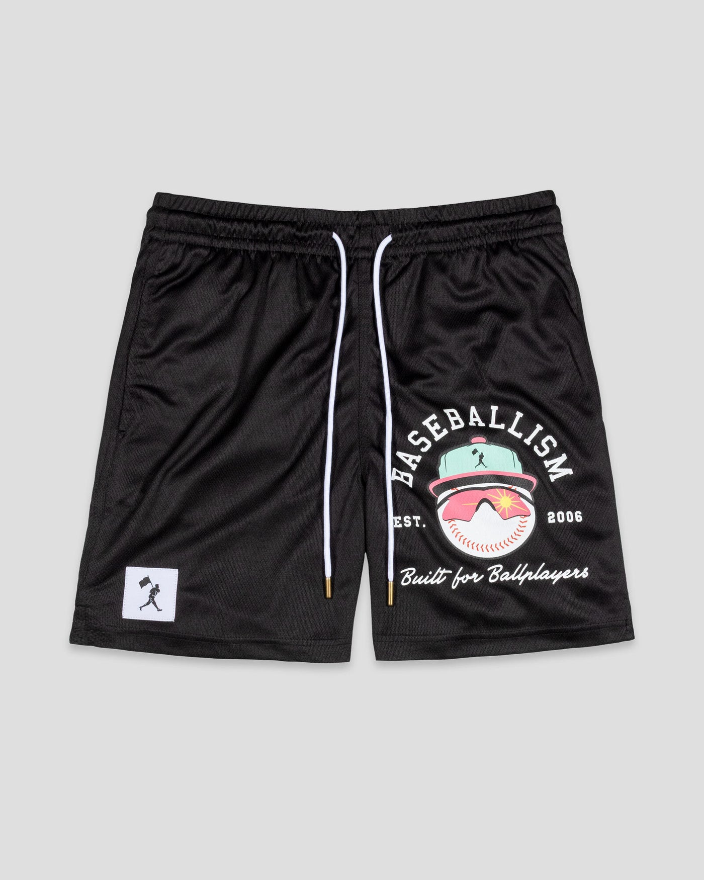 Yuvi Branded Diamond Air Mesh Shorts - Black
