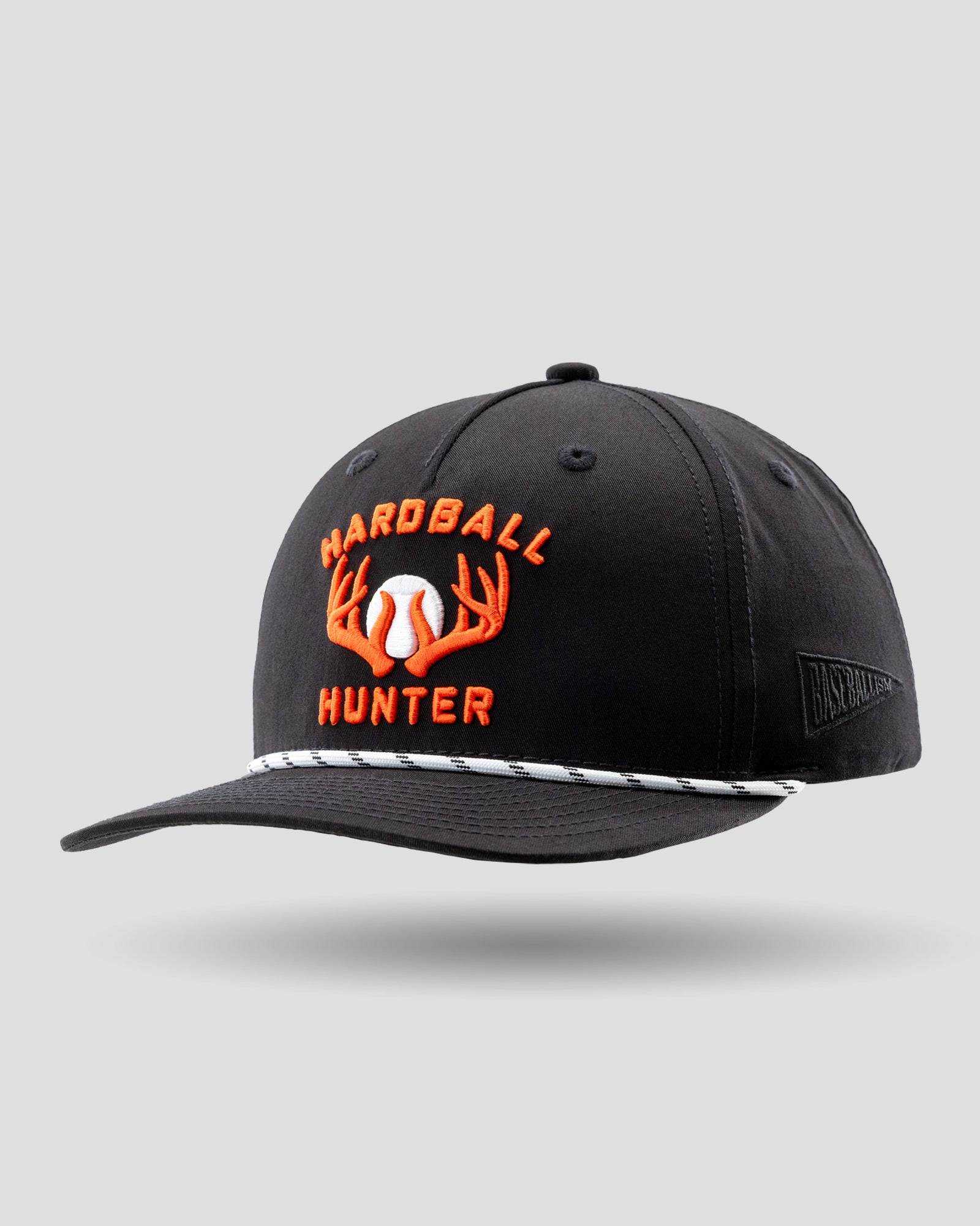 Hardball Hunter Five Panel Rope Cap - Black - Baseballism Online