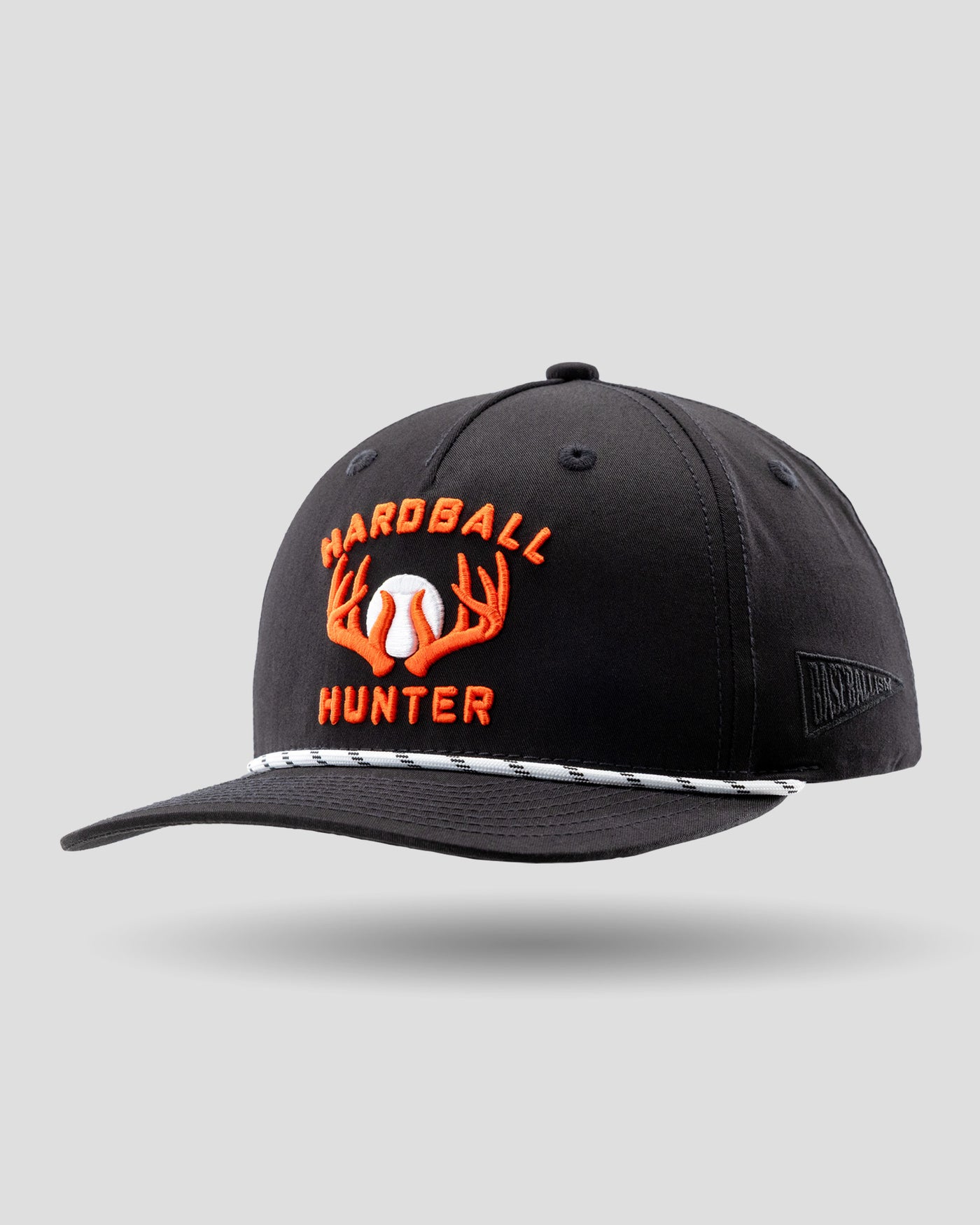 Hardball Hunter Five Panel Rope Cap - Black - Baseballism Online
