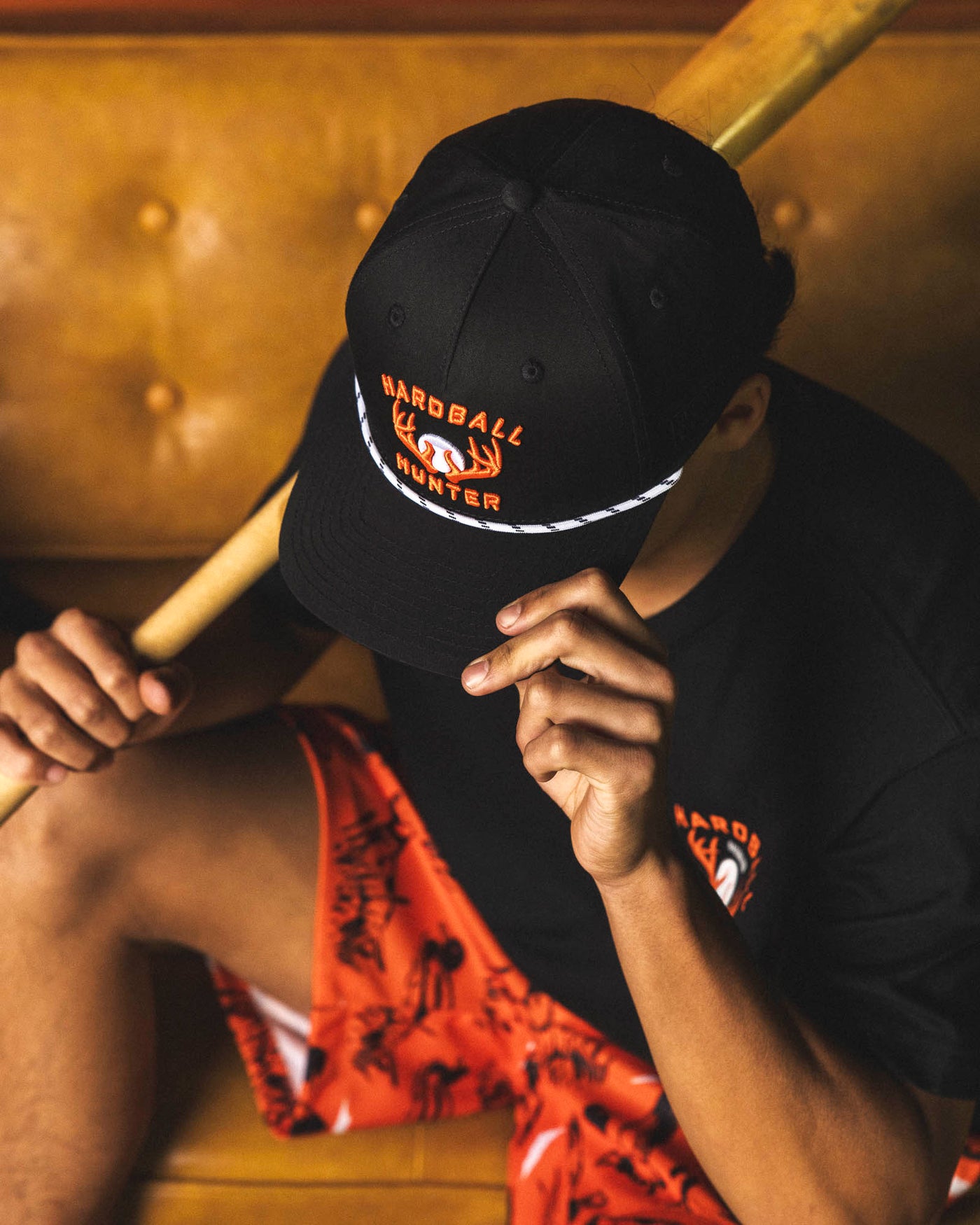 Hardball Hunter Five Panel Rope Cap - Black