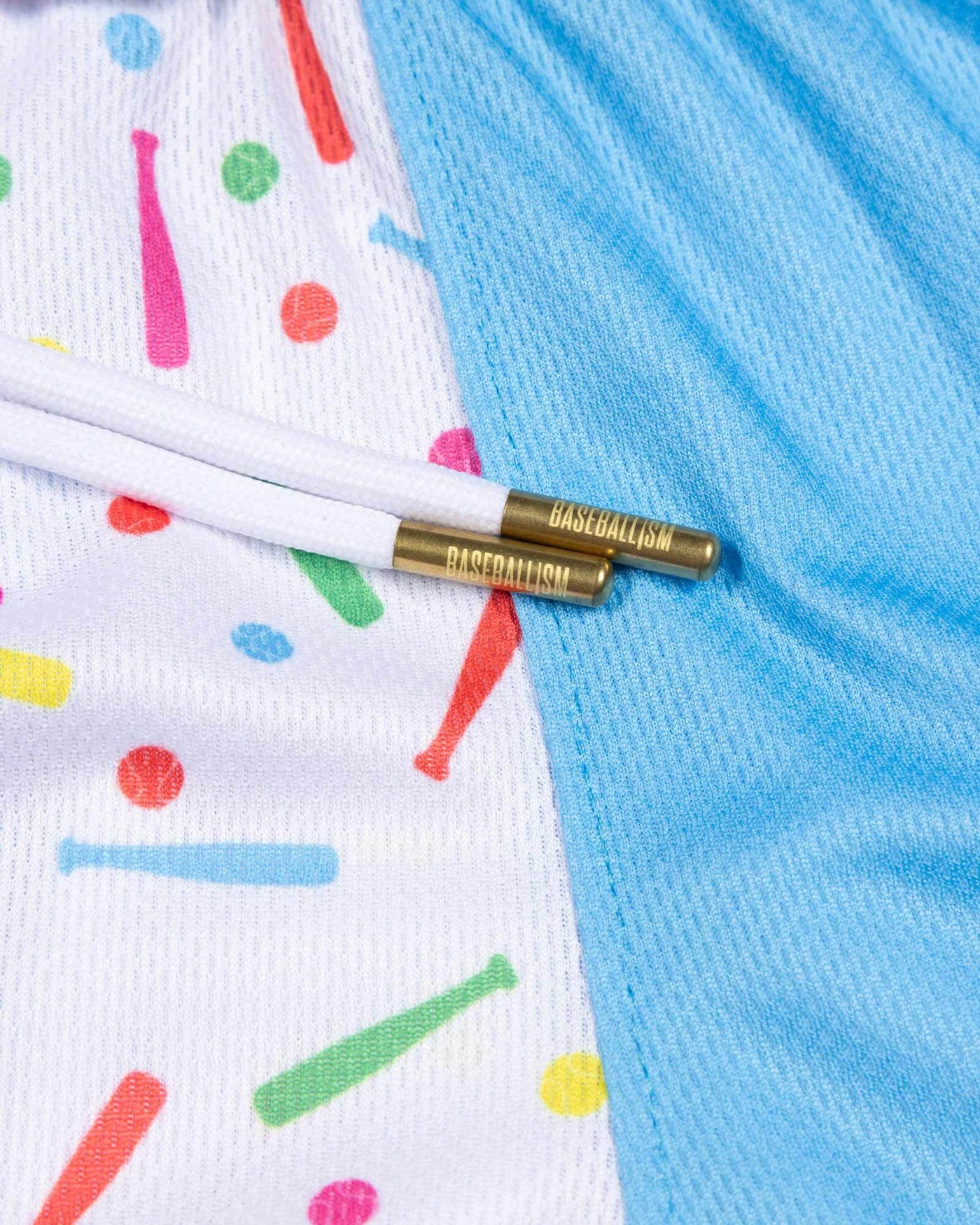 Batter Up Bakery Confetti Cupcake Diamond Air Mesh Shorts (Light Blue) - Youth - Baseballism Online