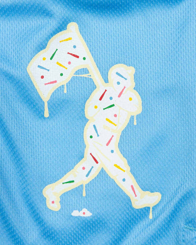 Batter Up Bakery Confetti Cupcake Diamond Air Mesh Shorts (Light Blue) - Youth - Baseballism Online