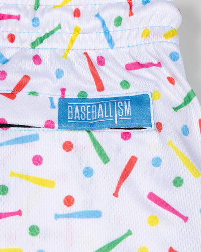 Batter Up Bakery Confetti Cupcake Diamond Air Mesh Shorts (Light Blue) - Youth - Baseballism Online