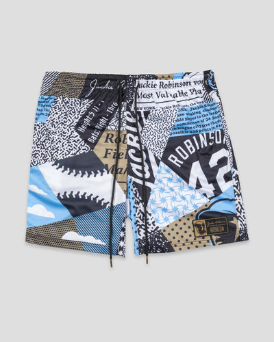 Jackie Robinson Patterned Diamond Air Mesh Shorts - Baseballism Online