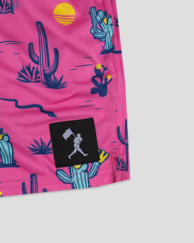 Spring Ball Cactus Diamond Air Mesh Shorts - Pink - Baseballism Online