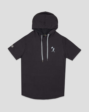 Flag Man Short Sleeve Hoodie (Black) - Baseballism Online