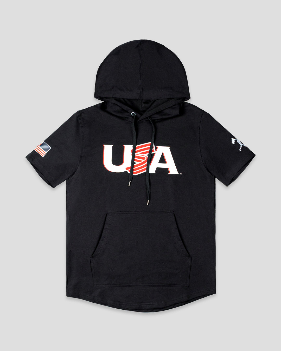 Short Sleeve Hoodie (Black) - Baseballism x USA Baseball