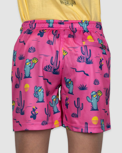 Spring Ball Cactus Diamond Air Youth Mesh Shorts - Pink - Baseballism Online