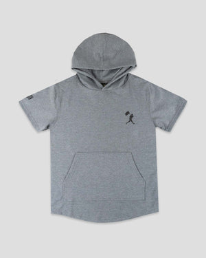 Flag Man Short Sleeve Cage Hoodie (Grey) - Youth - Baseballism Online