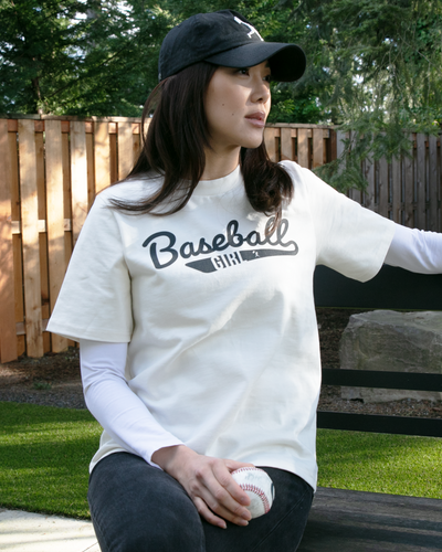 Baseball Girl - Camiseta de calentamiento de peso pesado para mujer 