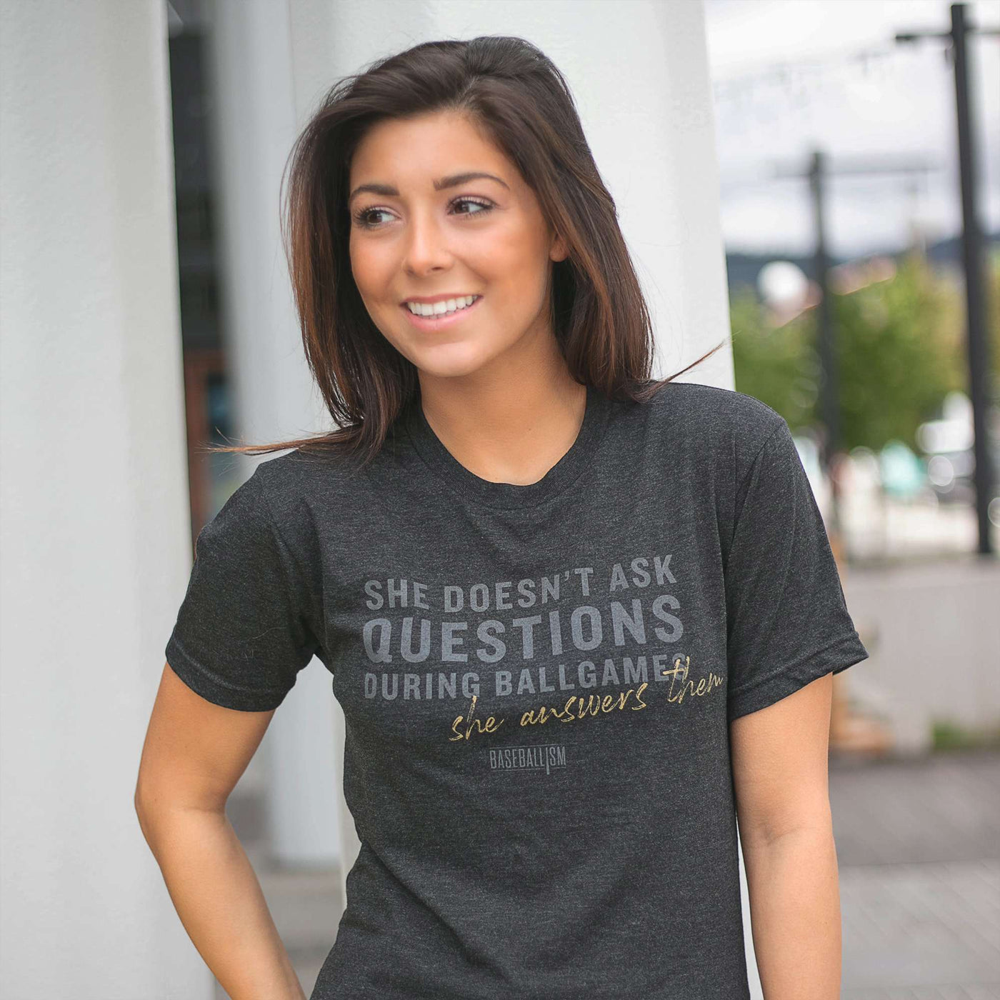 She Answers Them - Warm-up Tee - Baseballism Online