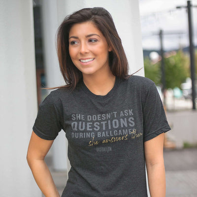 She Answers Them - Warm-up Tee - Baseballism Online